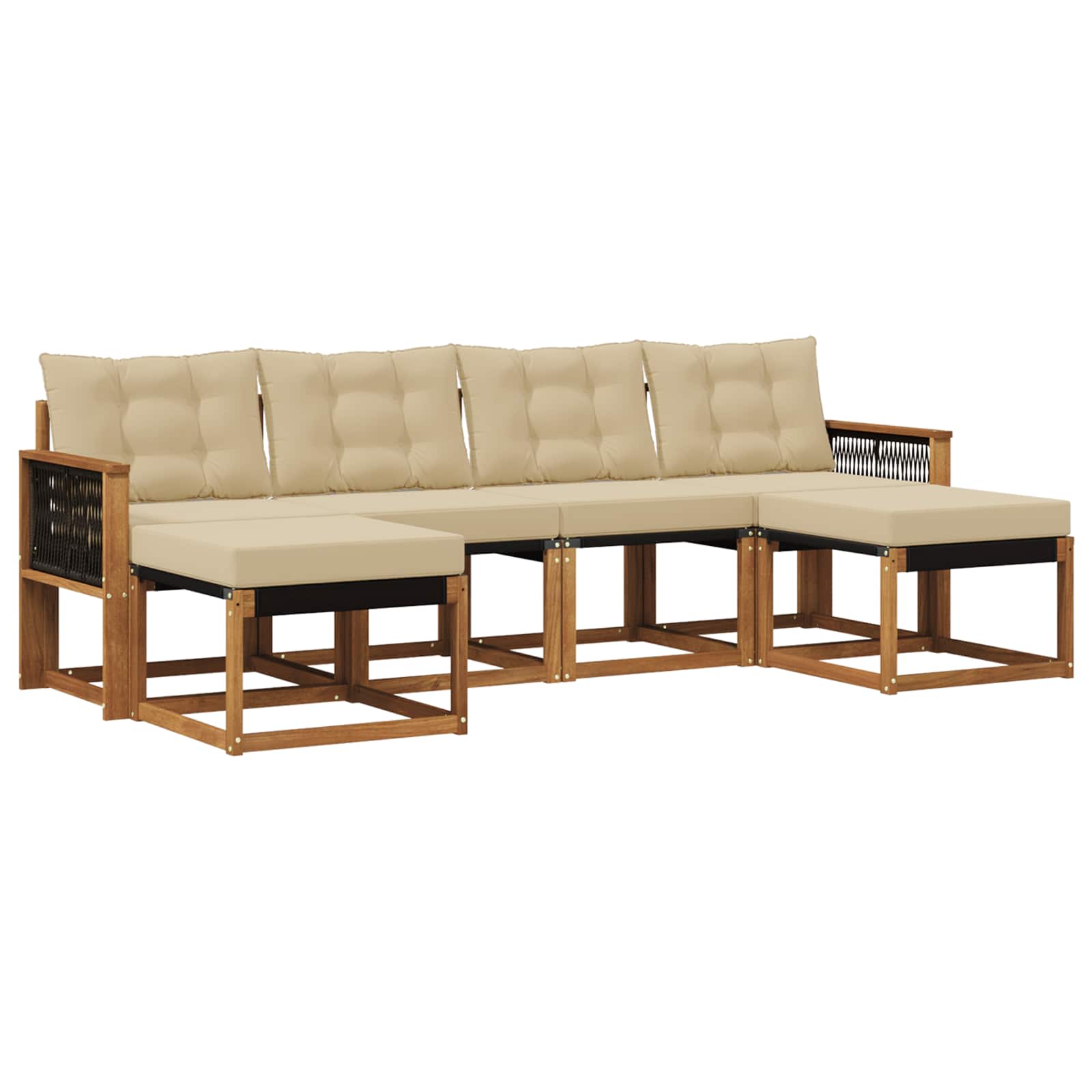 Udendørs sofagruppe med pude 6 pcs Naturlig og Beige