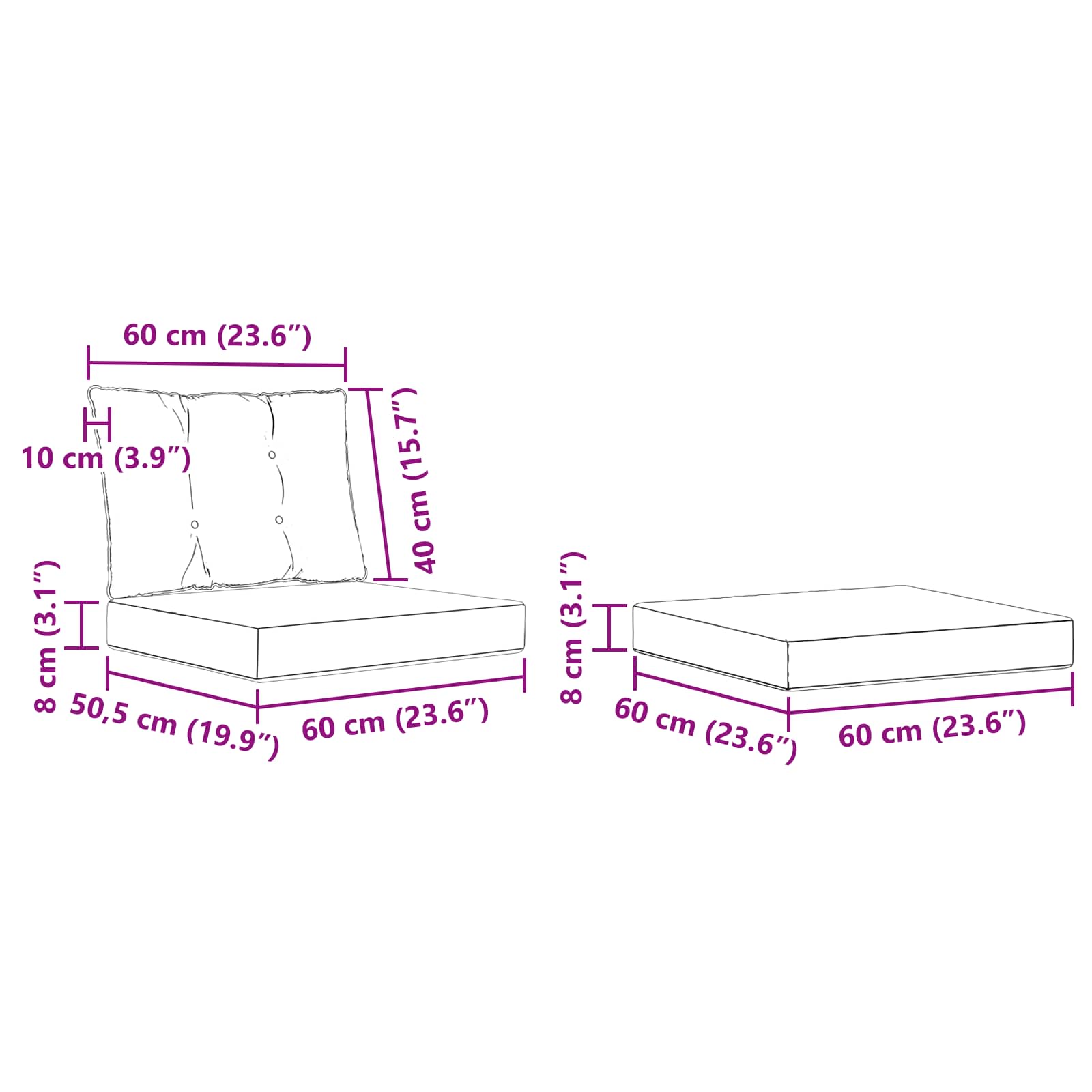 Udendørs sofagruppe med pude 6 pcs Naturlig og Beige