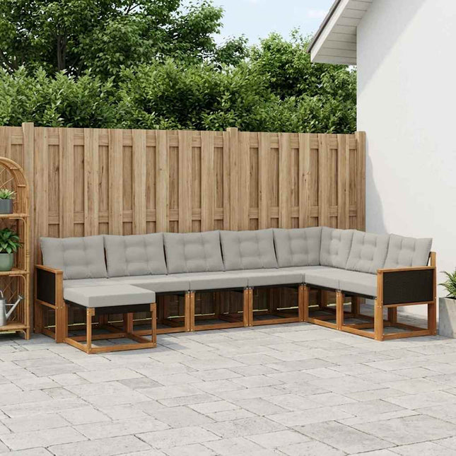 Udendørs sofagruppe med pude 8 pcs Naturlig og Lys grå