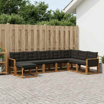 Udendørs sofagruppe med pude 8 pcs Naturfarvet og sort