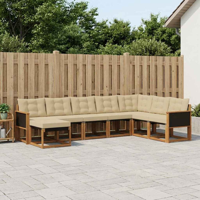 Udendørs sofagruppe med pude 8 pcs Naturlig og Beige