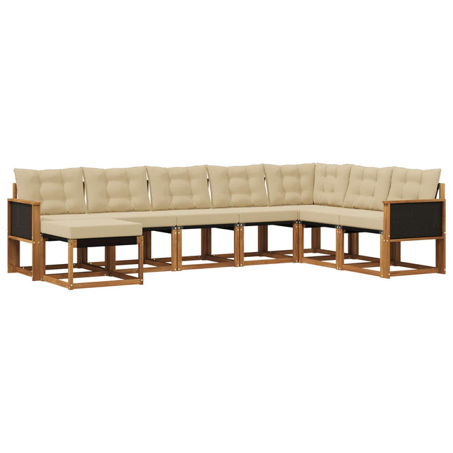 Udendørs sofagruppe med pude 8 pcs Naturlig og Beige