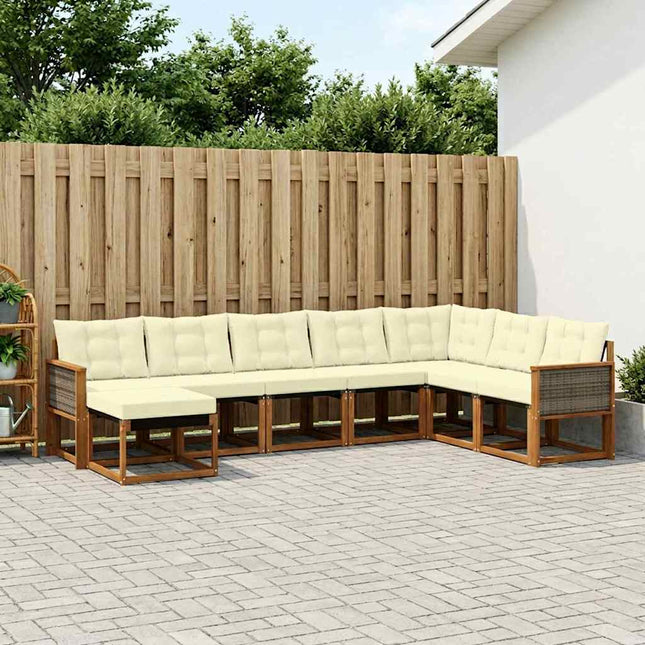 Udendørs sofagruppe med pude 8 pcs Naturlig og Fløde
