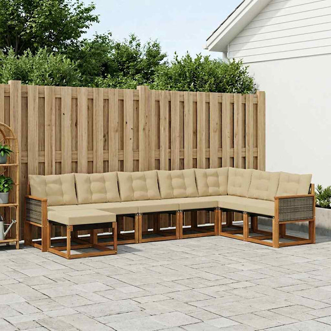 Udendørs sofagruppe med pude 8 pcs Naturlig og Beige