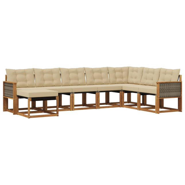 Udendørs sofagruppe med pude 8 pcs Naturlig og Beige