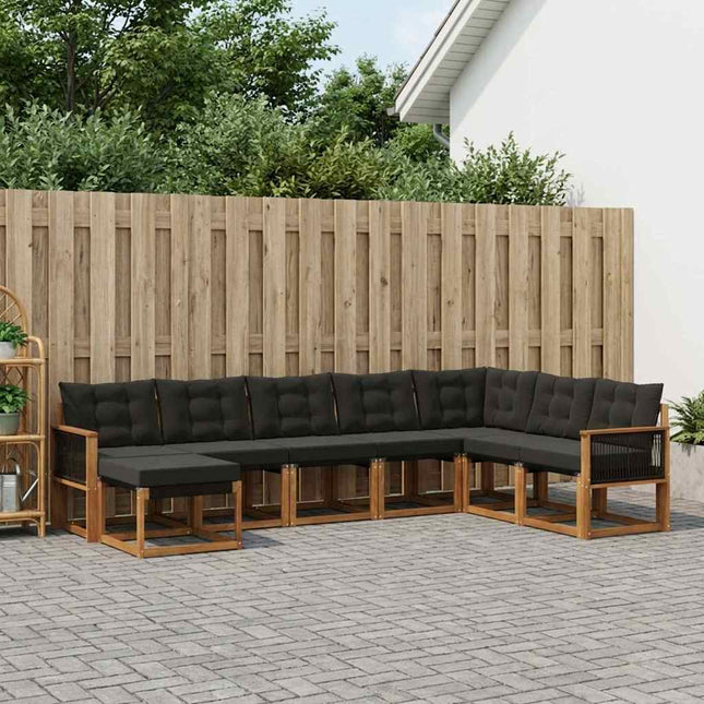 Udendørs sofagruppe med pude 8 pcs Naturfarvet og sort