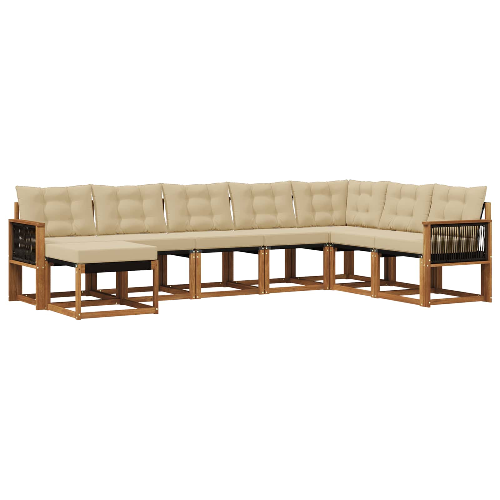 Udendørs sofagruppe med pude 8 pcs Naturlig og Beige