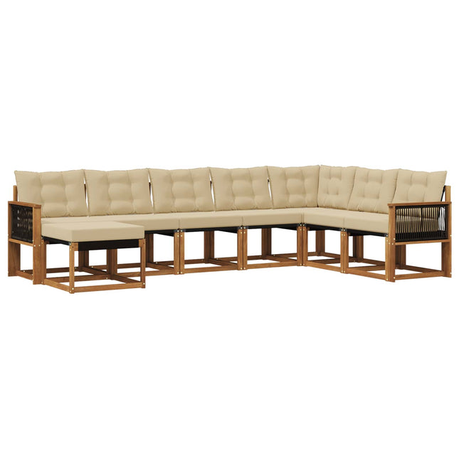 Udendørs sofagruppe med pude 8 pcs Naturlig og Beige