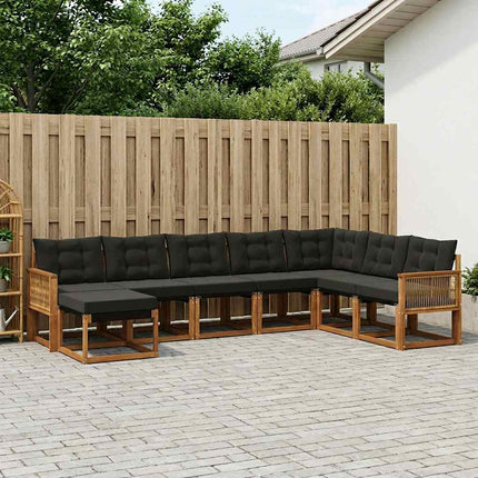 Udendørs sofagruppe 8 pcs Naturfarvet og sort
