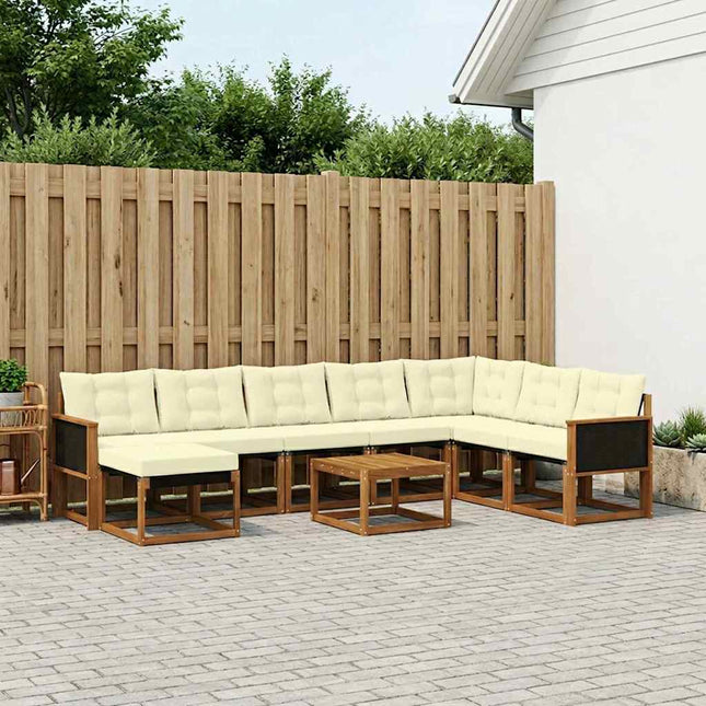 Udendørs sofagruppe med pude 9 pcs Naturlig og Fløde