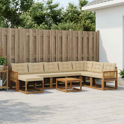 Udendørs sofagruppe 9 pcs Naturlig og Beige