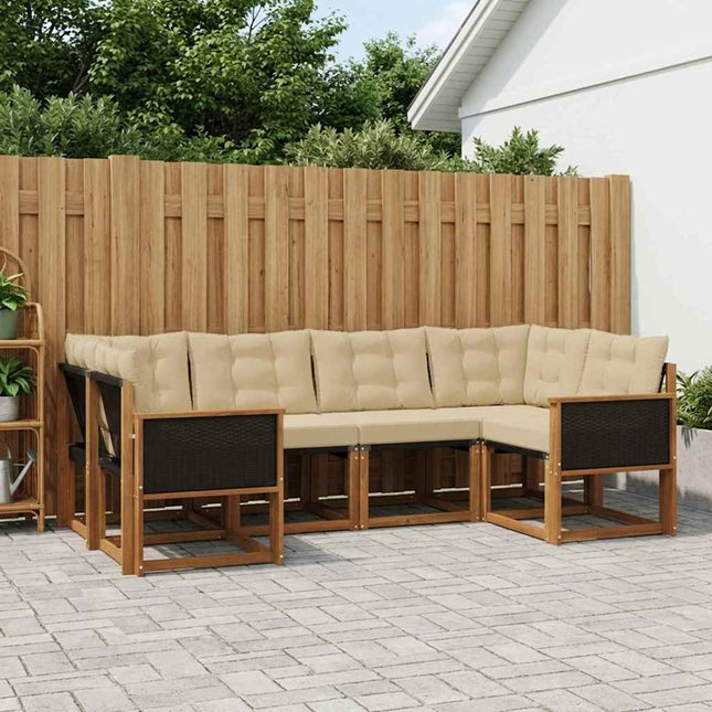 Udendørs sofagruppe med pude 6 pcs Naturlig og Beige