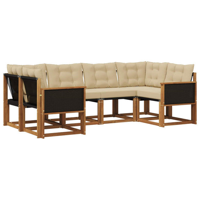 Udendørs sofagruppe med pude 6 pcs Naturlig og Beige