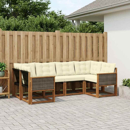 Udendørs sofagruppe med pude 6 pcs Naturlig og Fløde