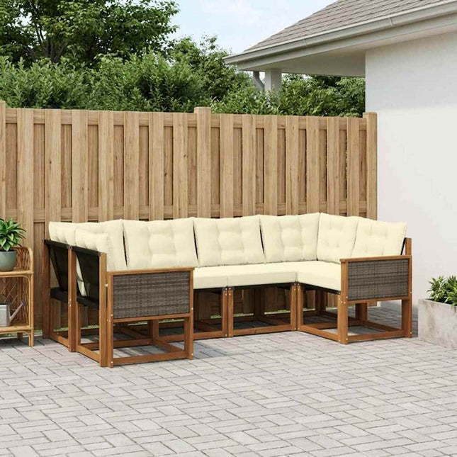 Udendørs sofagruppe med pude 6 pcs Naturlig og Fløde