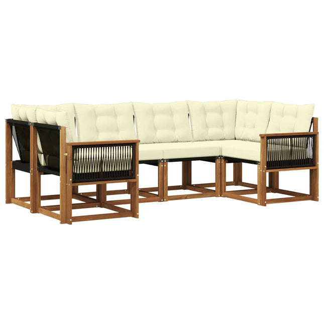 Udendørs sofagruppe med pude 6 pcs Naturlig og Fløde