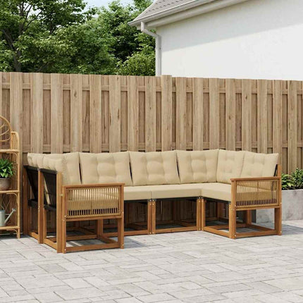 Udendørs sofagruppe 6 pcs Naturlig og Beige