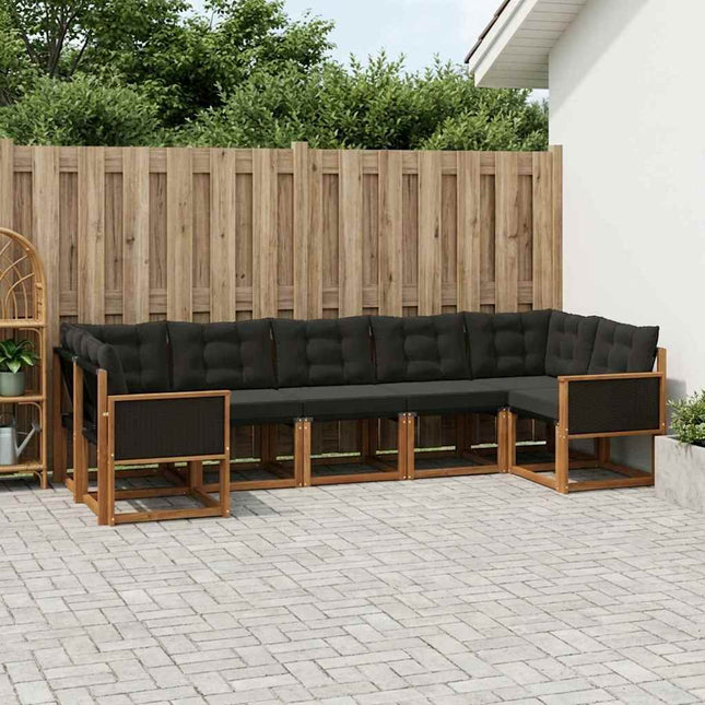 Udendørs sofagruppe med pude 7 pcs Naturfarvet og sort