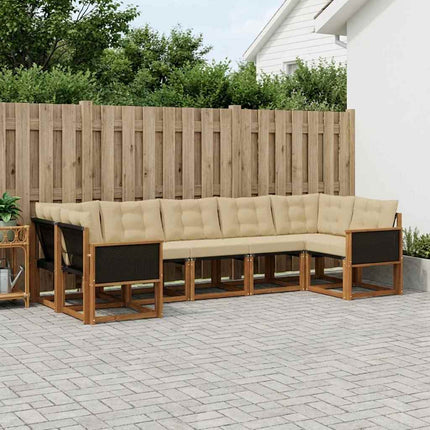 Udendørs sofagruppe med pude 7 pcs Naturlig og Beige