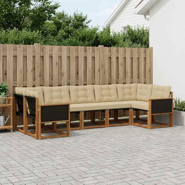 Udendørs sofagruppe med pude 7 pcs Naturlig og Beige