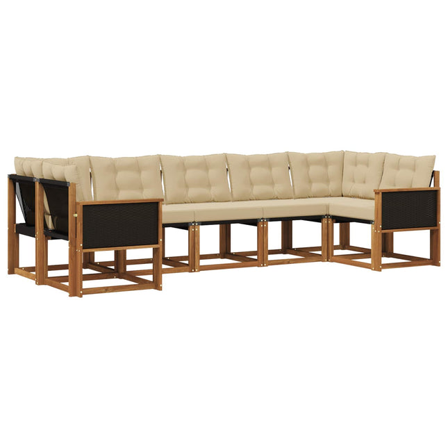 Udendørs sofagruppe med pude 7 pcs Naturlig og Beige