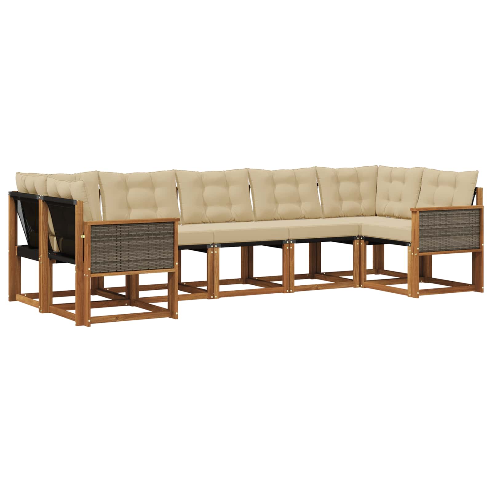 Udendørs sofagruppe med pude 7 pcs Naturlig og Beige