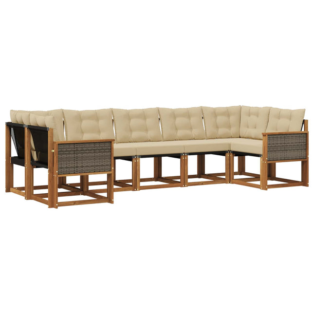 Udendørs sofagruppe med pude 7 pcs Naturlig og Beige