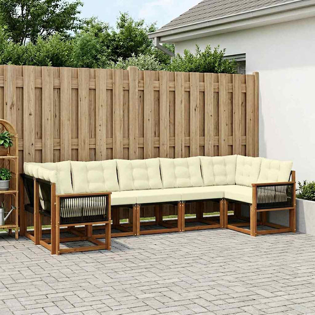 Udendørs sofagruppe med pude 7 pcs Naturlig og Fløde