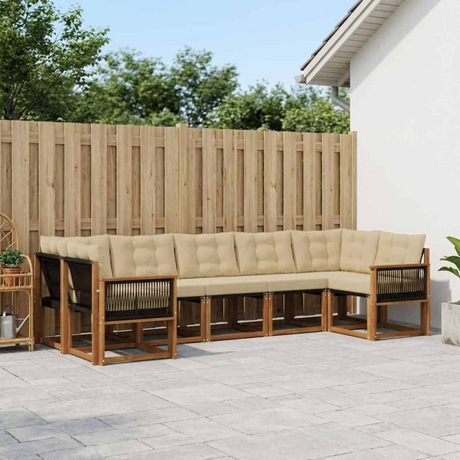 Udendørs sofagruppe med pude 7 pcs Naturlig og Beige