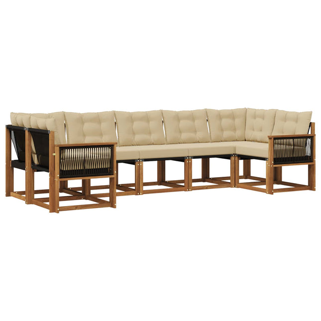 Udendørs sofagruppe med pude 7 pcs Naturlig og Beige