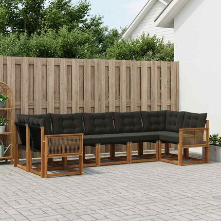 Udendørs sofagruppe 7 pcs Naturfarvet og sort