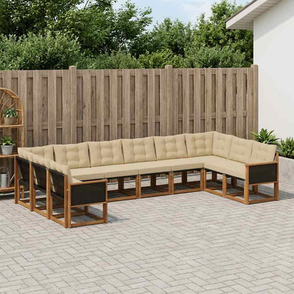 Udendørs sofagruppe med pude 10 pcs Naturlig og Beige