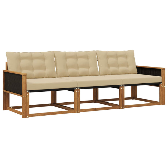 Udendørs sofagruppe med pude 3 pcs Naturlig og Beige
