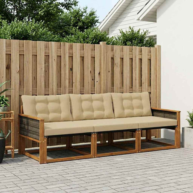 Udendørs sofagruppe med pude 3 pcs Naturlig og Beige