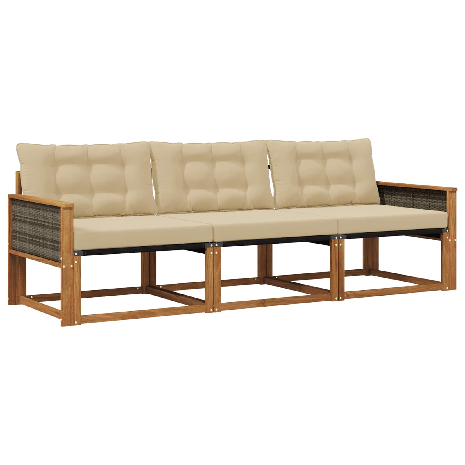 Udendørs sofagruppe med pude 3 pcs Naturlig og Beige