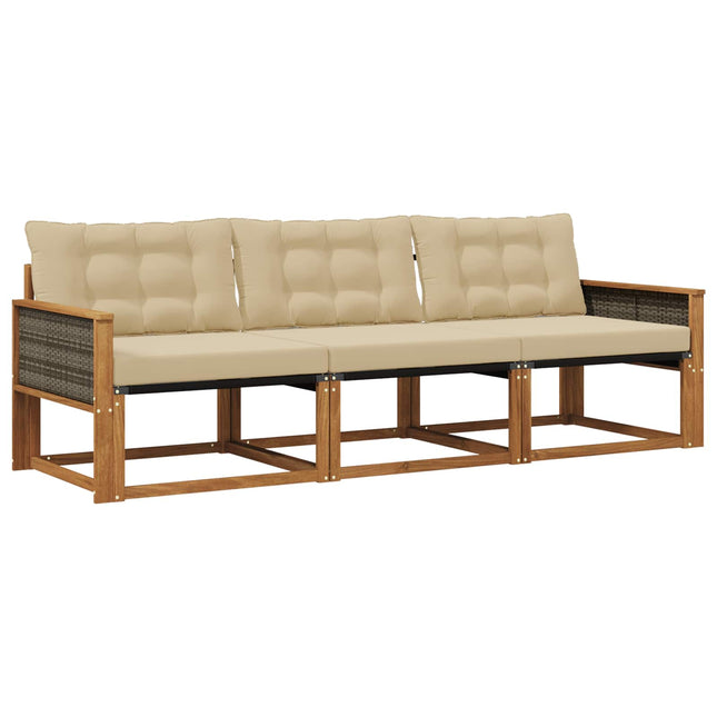 Udendørs sofagruppe med pude 3 pcs Naturlig og Beige
