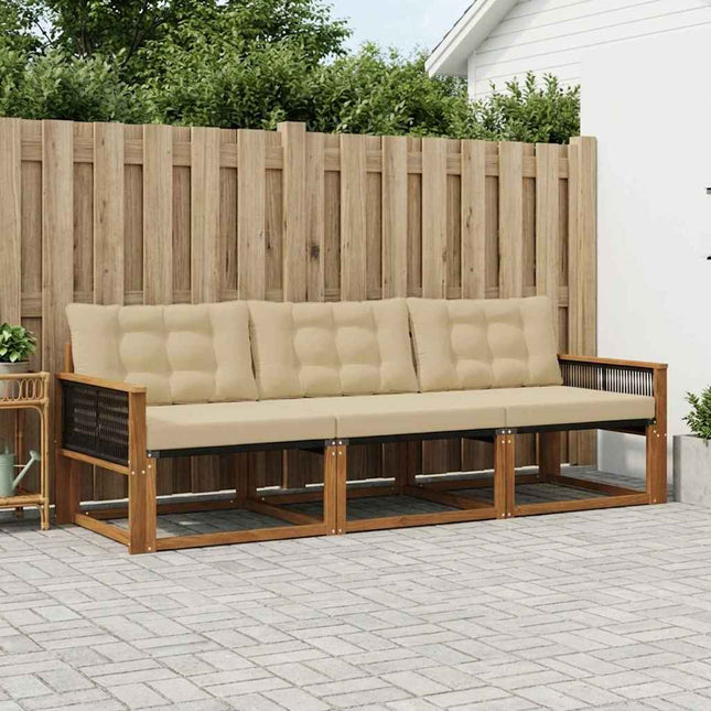 Udendørs sofagruppe med pude 3 pcs Naturlig og Beige