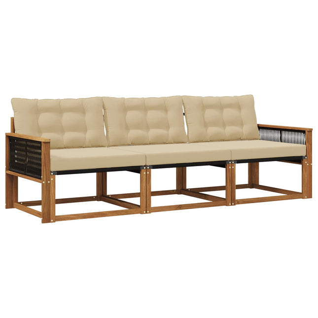 Udendørs sofagruppe med pude 3 pcs Naturlig og Beige