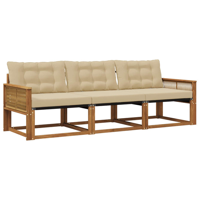 Udendørs sofagruppe med pude 3 pcs Naturlig og Beige
