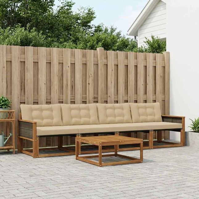 Udendørs sofagruppe med pude 5 pcs Naturlig og Beige