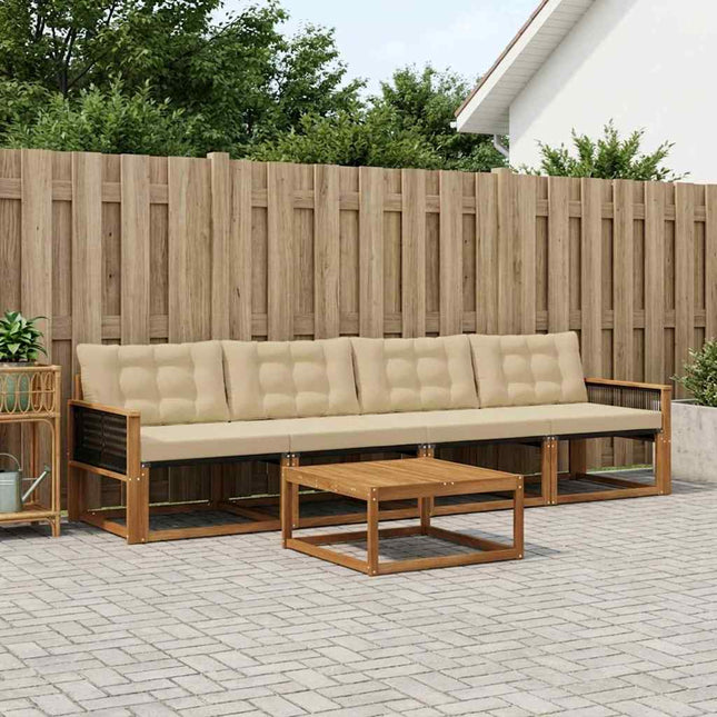 Udendørs sofagruppe med pude 5 pcs Naturlig og Beige