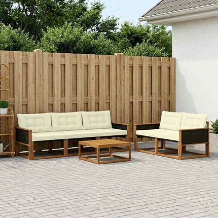 Udendørs sofagruppe med pude 6 pcs Naturlig og Fløde