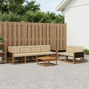 Udendørs sofagruppe med pude 7 pcs Naturlig og Beige