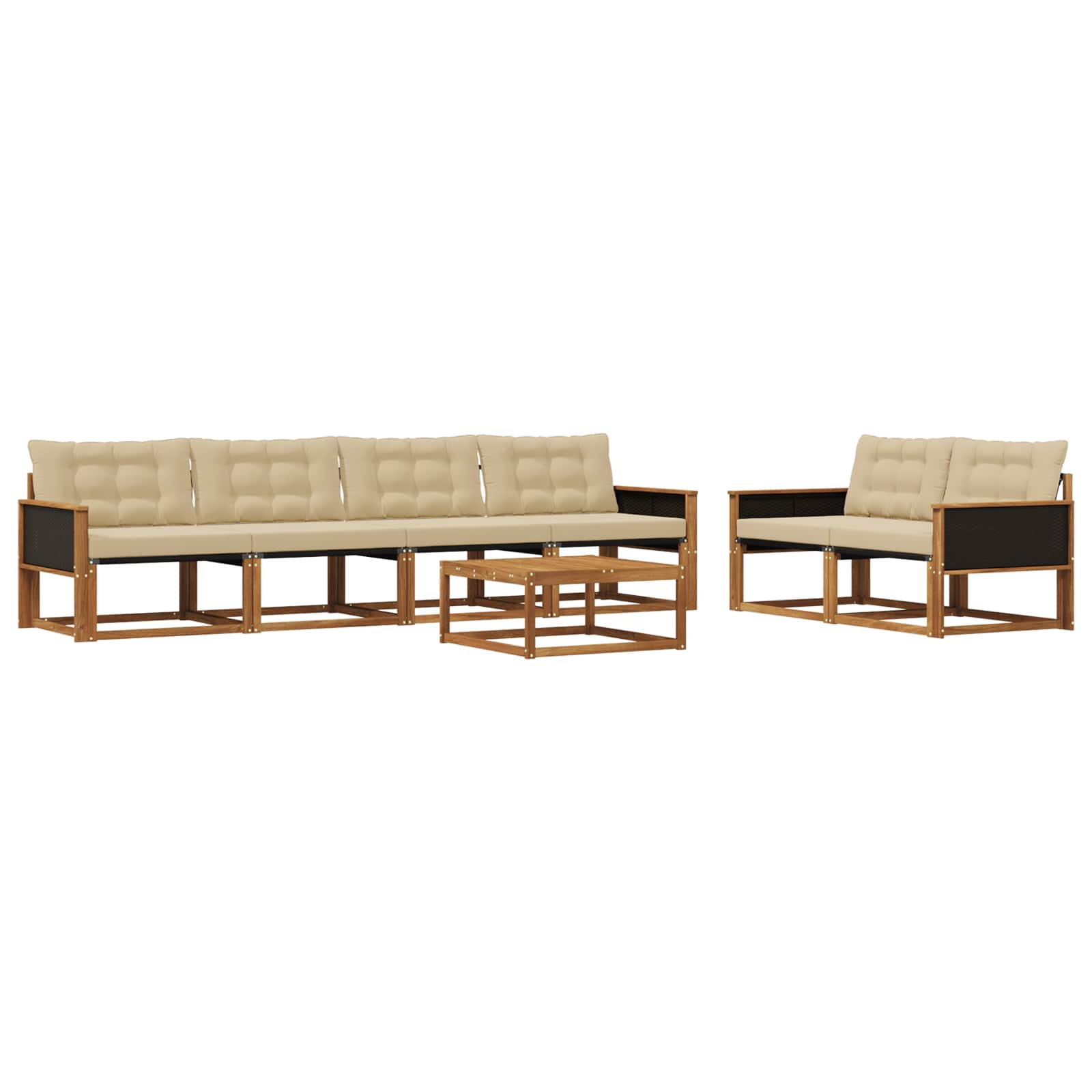 Udendørs sofagruppe med pude 7 pcs Naturlig og Beige