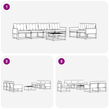 Udendørs sofagruppe med pude 7 pcs Naturlig og Beige