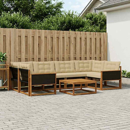 Udendørs sofagruppe med pude 7 pcs Naturlig og Beige