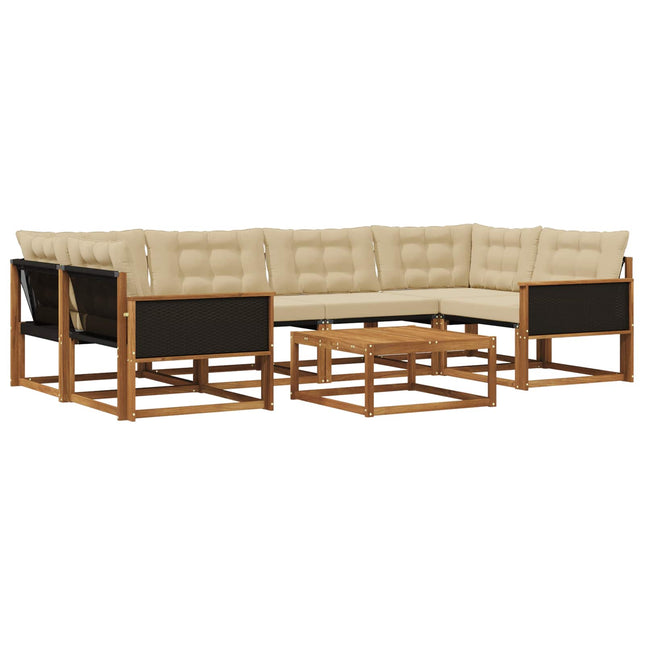 Udendørs sofagruppe med pude 7 pcs Naturlig og Beige