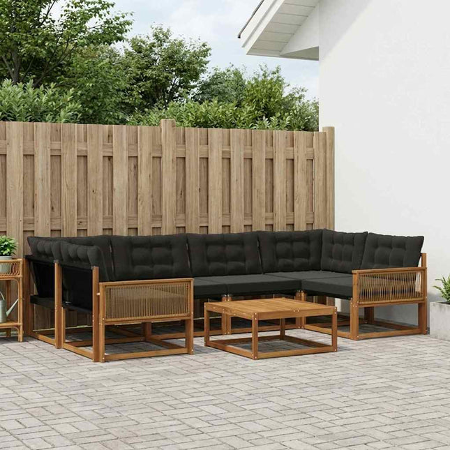 Udendørs sofagruppe med pude 7 pcs Naturfarvet og sort