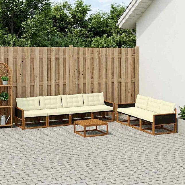 Udendørs sofagruppe med pude 8 pcs Naturlig og Fløde
