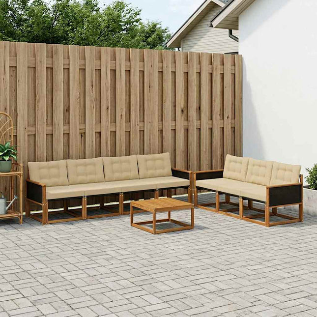 Udendørs sofagruppe med pude 8 pcs Naturlig og Beige